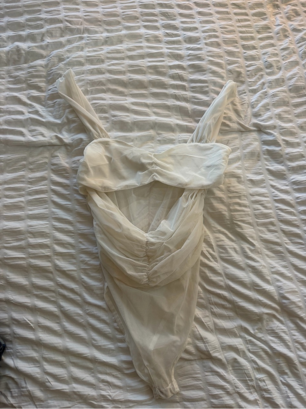 Princess Polly White Sheer Draped Bodysuit